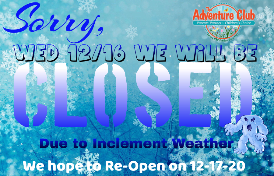 ⚠️‼️Due to the pending weather forecast, ALL LOCATIONS will be CLOSED Wednesday, 12/16/20. Please stay up to date with all news by liking our Facebook page‼️⚠️ #share #inclementweather
